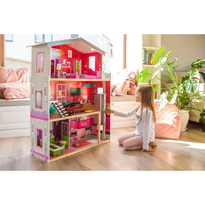 Medinis lėlių namelis Malibu Lėlės ir žaidimų rinkiniai ECOTOYS