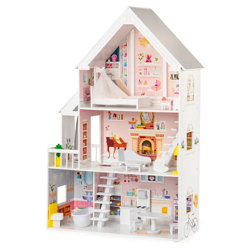 Medinis lėlių namelis Pudrowa Lėlės ir žaidimų rinkiniai ECOTOYS
