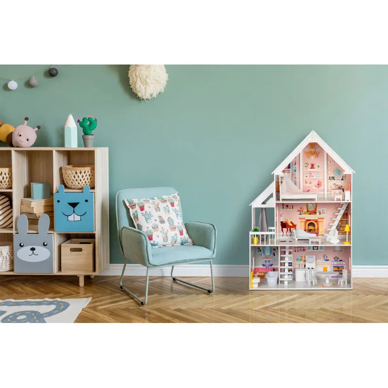 Medinis lėlių namelis Pudrowa Lėlės ir žaidimų rinkiniai ECOTOYS