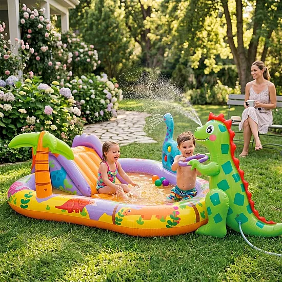 Pripučiamas baseinas vaikams su vandens žaidimų aikštele 201 x 157 x 69 cm INTEX 56139