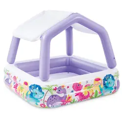 Pripučiamas violetinis vaikų baseinas su stogeliu INTEX 57470-DINO