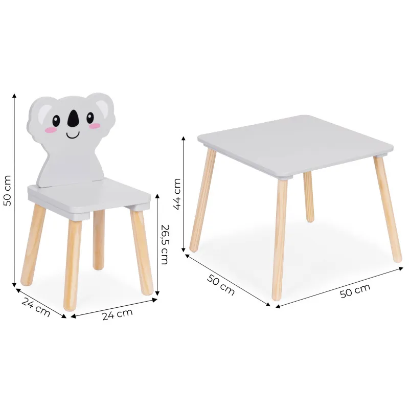 Vaikų baldų komplektas: stalas + 2 kėdės Koala Vaikų baldai ECOTOYS