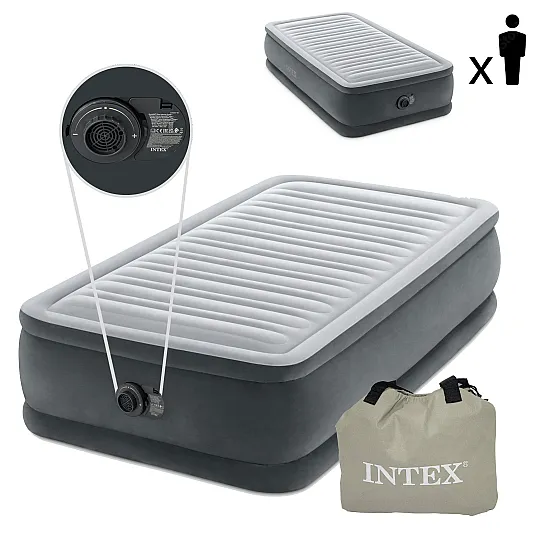 Vienvietis pripučiamas čiužinys 191 x 99 cm su siurbliu INTEX DELUXE 64412ND