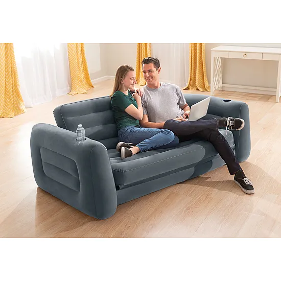 Pripučiama pilka sofa-lova 2-in-1 INTEX 66552NP
