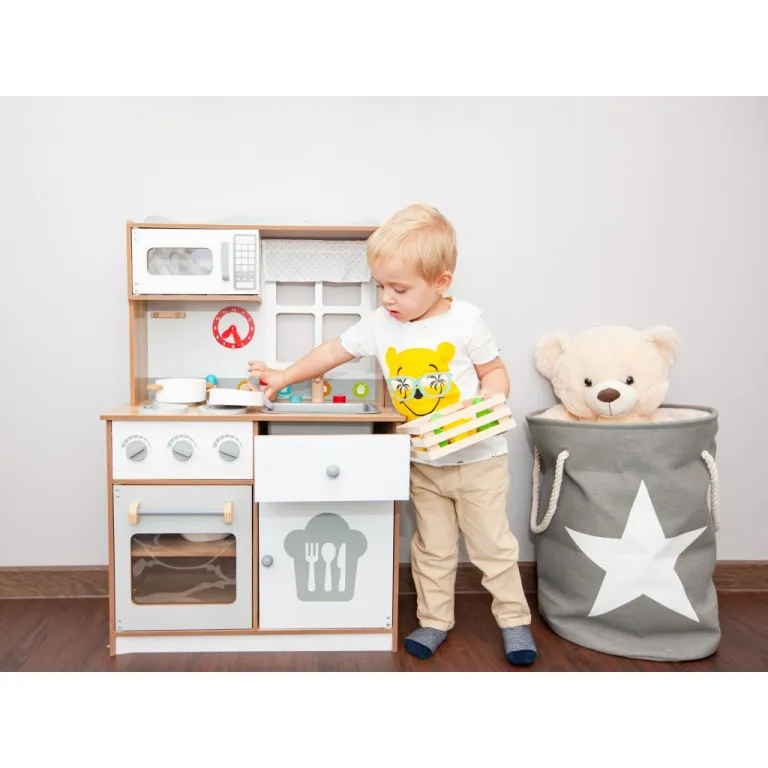 Didelė medinė vaikiška virtuvė Vaikams ECOTOYS