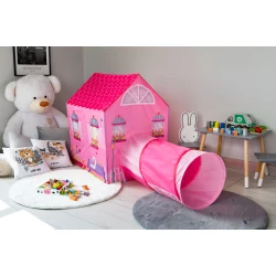 Vaikiška rožinė palapinė su tuneliu 