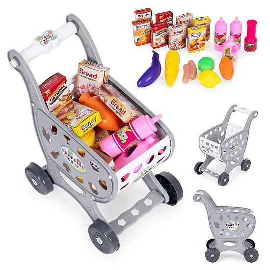 Children's shopping trolley in grey for playing in the shopping centre
