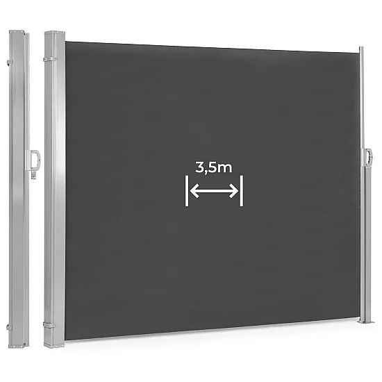 Sulankstomas tamsiai pilkas balkono/terasos šoninis tentas 350 x 200 cm MultiGarden