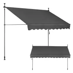 Reguliuojamo aukščio pilkas balkono/terasos tentas su svirtimi 300 x 120 cm MultiGarden