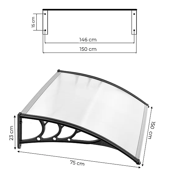 Įėjimo durų stogelis 150x80 cm MultiGarden