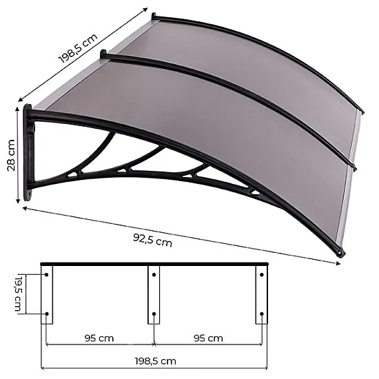Dvigubas įėjimo durų stogelis 200x100 cm MultiGarden