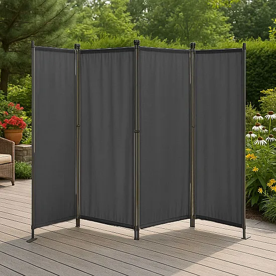 Folding grey 4-section garden and room divider 167 x 216 cm MultiGarden