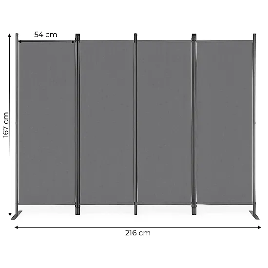 Folding grey 4-section garden and room divider 167 x 216 cm MultiGarden
