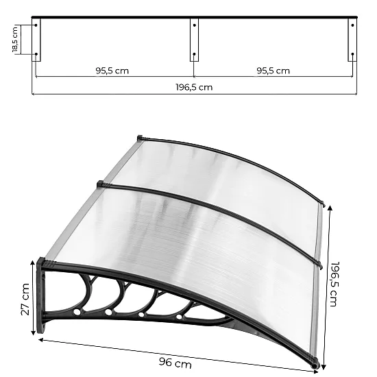 Dvibubas įėjimo durų stogelis 200x100 cm MultiGarden