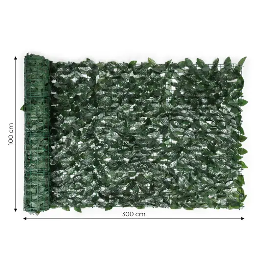 Dirbtinė žalia balkono/sodo gebenės gyvatvorė 300 x 100 cm