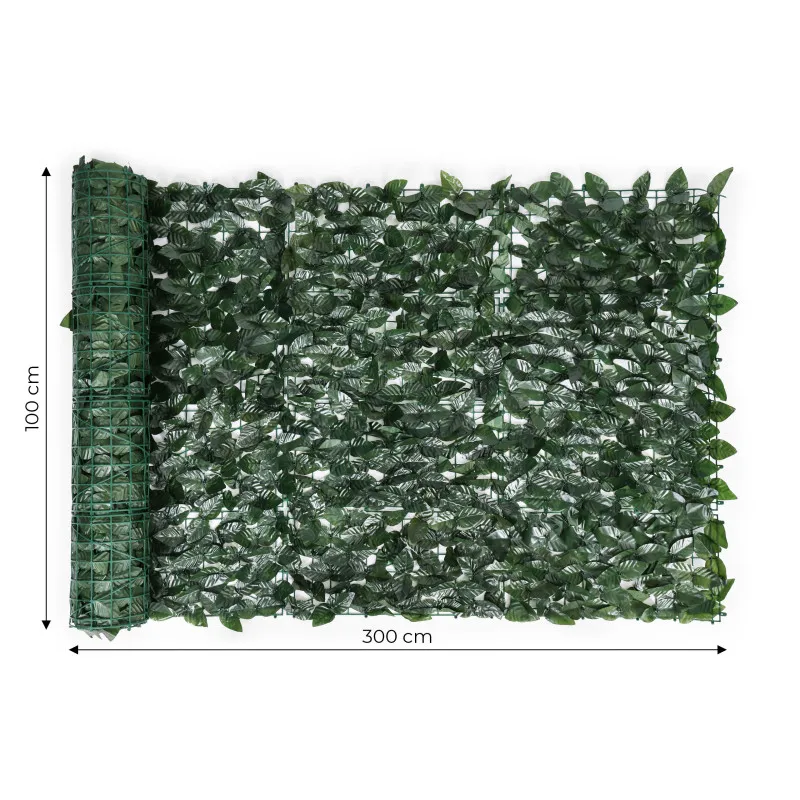 Искусственная зелёная изгородь из геберы для балкона/сада 300 x 100 см