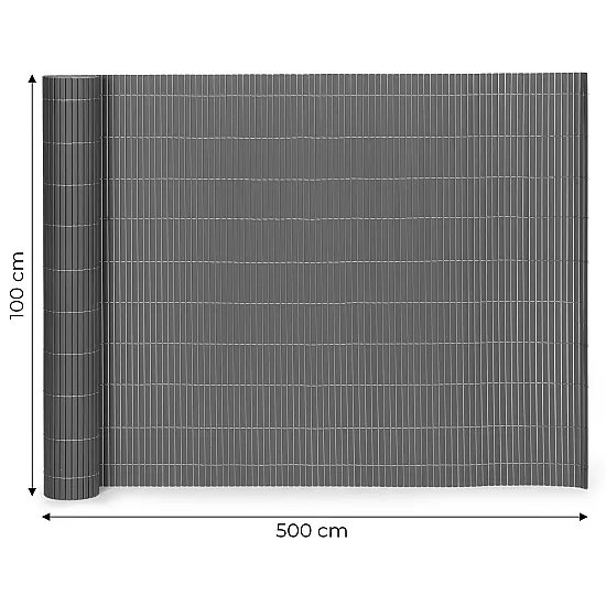 Dvipusis tamsiai pilkas bambuko kilimėlis balkonui/terasai 100 x 500 cm MultiGarden