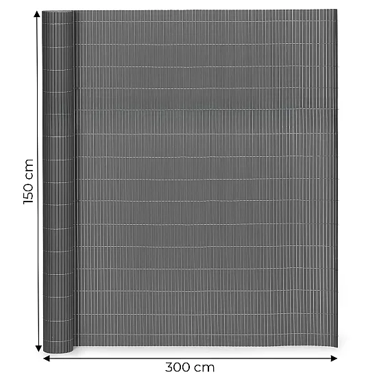 Dvipusis tamsiai pilkas bambuko kilimėlis balkonui/terasai 150 x 300 cm MultiGarden