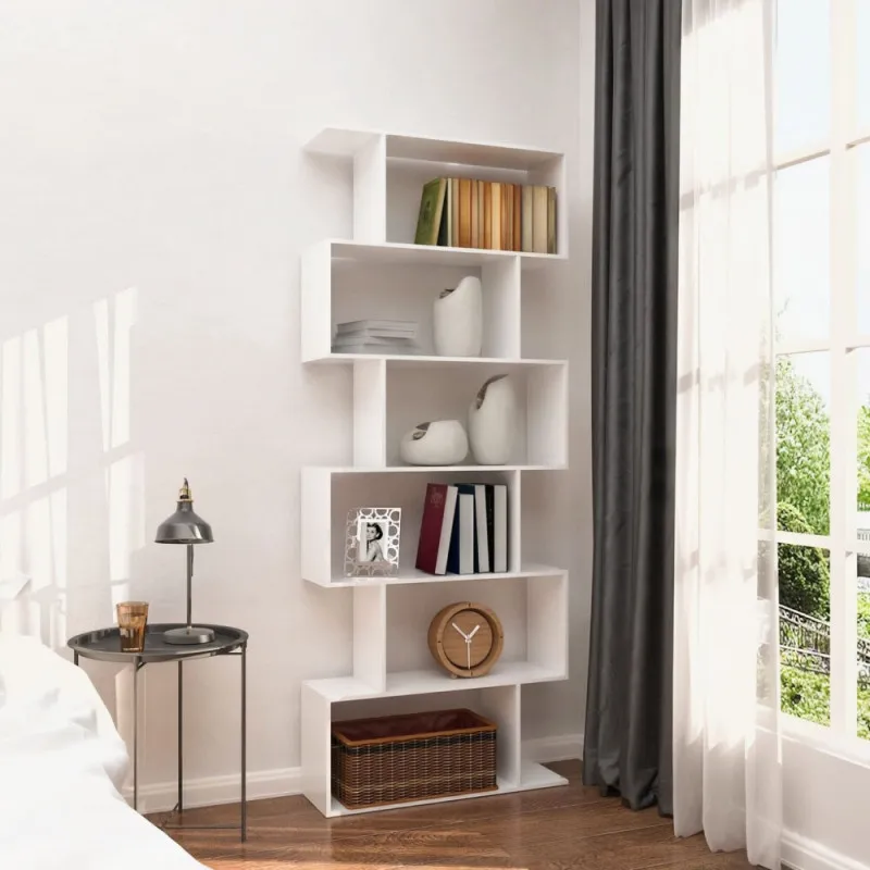 Kaasaegne valge raamaturiiul 5 riiuliga Riiulid ModernHome