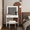 Large cosmetic table with mirror and LED lighting
