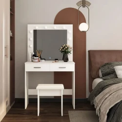 Suur kosmeetikalaud koos peegli ja LED-valgustusega