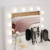 Large cosmetic table with mirror and LED lighting