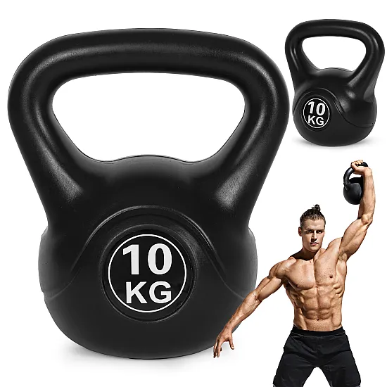 Juodas 10 kg kettlebell svoris treniruotėms ModernHome