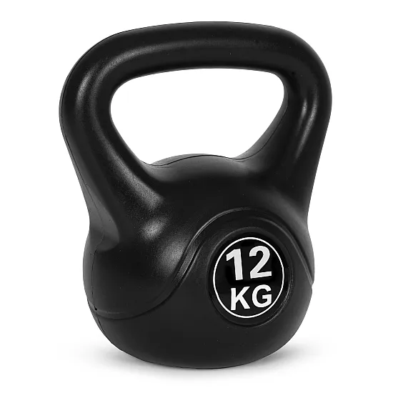 Juodas 12 kg kettlebell svoris treniruotėms ModernHome
