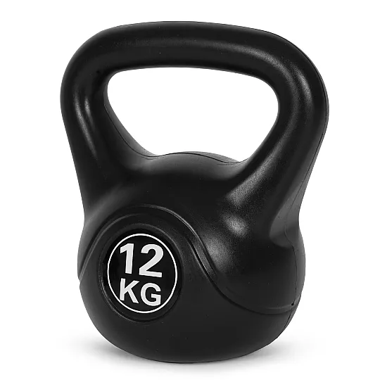 Juodas 12 kg kettlebell svoris treniruotėms ModernHome