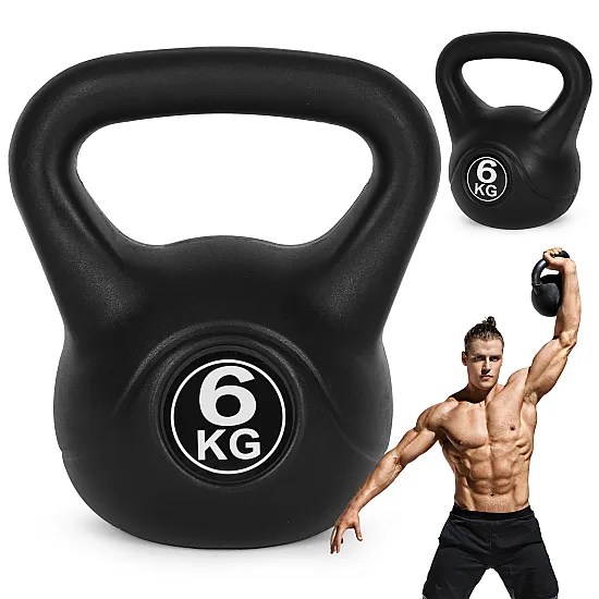 Juodas 6 kg kettlebell svoris treniruotėms ModernHome