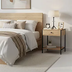 Naktinis staliukas su stalčiu ir lentyna Loft ModernHome