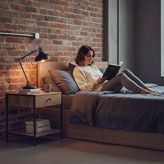 Naktinis staliukas su stalčiu ir lentyna Loft ModernHome