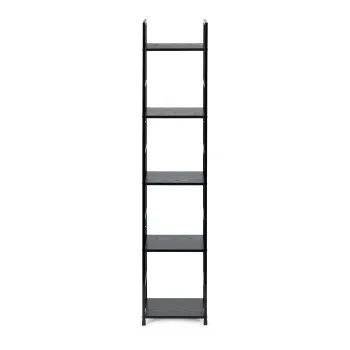 Juoda lentyna LOFT su metaliniu rėmu ir 5 lentynomis
