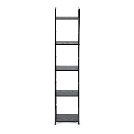 Juoda lentyna LOFT su metaliniu rėmu ir 5 lentynomis Lentynos ModernHome