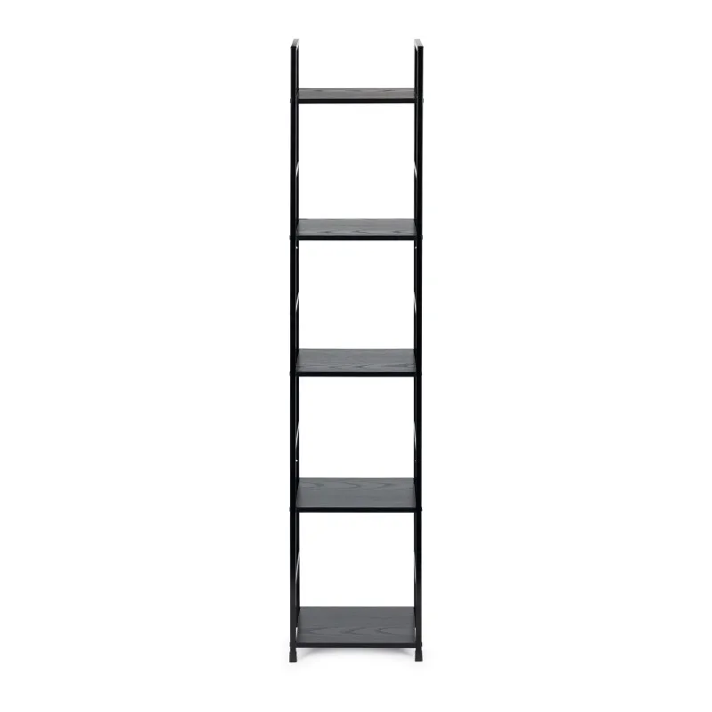 Juoda lentyna LOFT su metaliniu rėmu ir 5 lentynomis Lentynos ModernHome