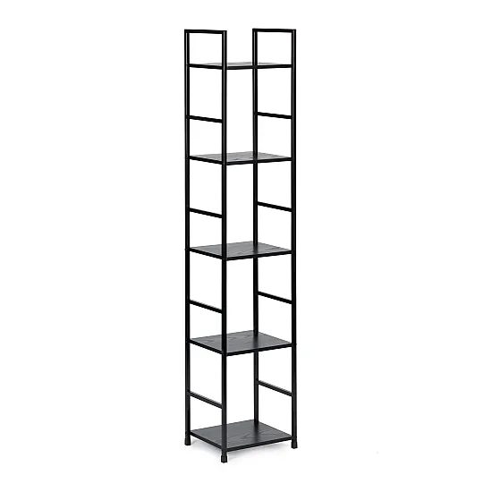 Juoda lentyna LOFT su metaliniu rėmu ir 5 lentynomis Lentynos ModernHome