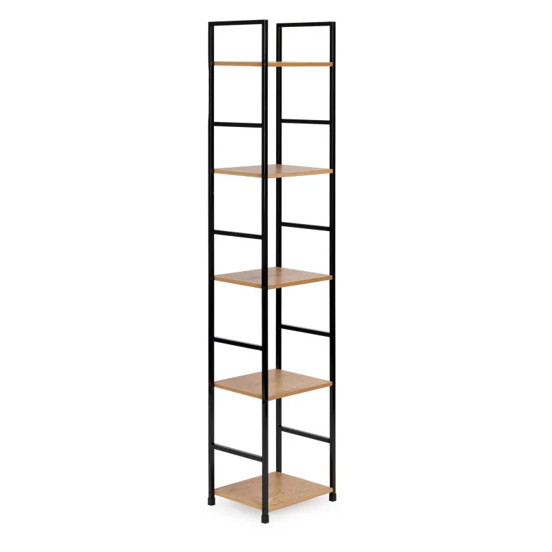 Kaasaegne puidust riiul metallraamiga, 5 riiulit Riiulid ModernHome