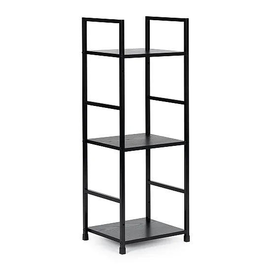 Moderni musta puuhylly metallikehyksellä, 3 hyllyä Hyllyt ModernHome