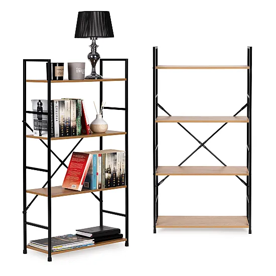 Plati medinė lentynėlė su 4 lentynomis LOFT ModernHome