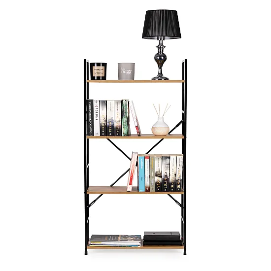 Plati medinė lentynėlė su 4 lentynomis LOFT ModernHome