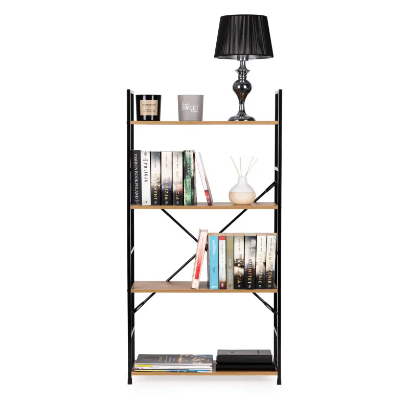 Plati medinė lentynėlė su 4 lentynomis LOFT ModernHome