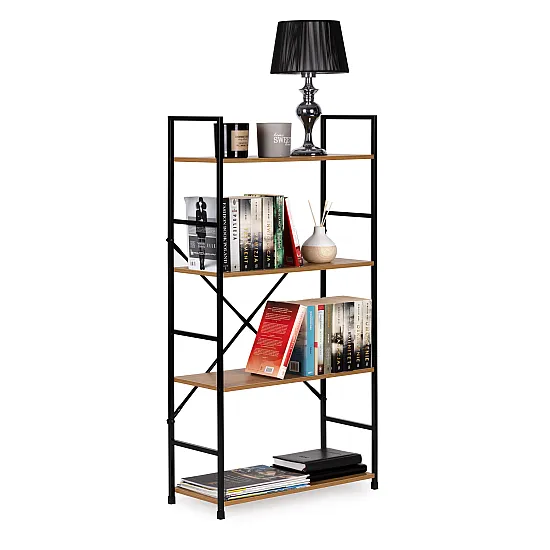Plati medinė lentynėlė su 4 lentynomis LOFT ModernHome