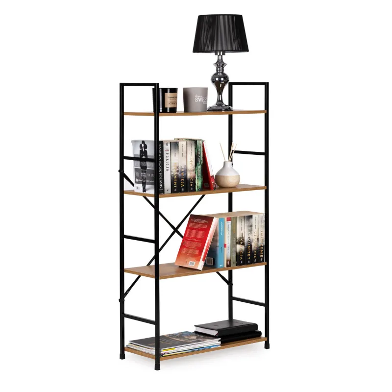 Plati medinė lentynėlė su 4 lentynomis LOFT ModernHome