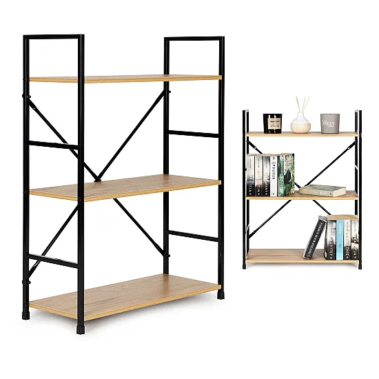 Leveä puinen hylly metallikehyksellä, LOFT-tyyli, 3 hyllyä Hyllyt ModernHome