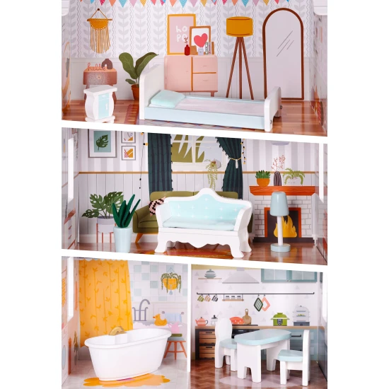 Didelis lėlių namelis Alice Lėlės ir žaidimų rinkiniai ECOTOYS