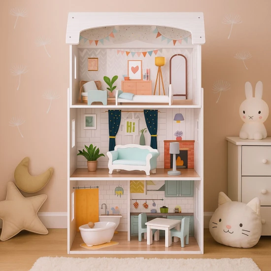 Didelis lėlių namelis Alice Lėlės ir žaidimų rinkiniai ECOTOYS