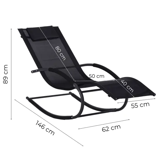 Juodas supamasis krėslas/gultas su galvos atrama MultiGarden