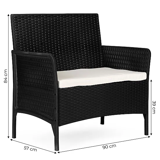 Juoda dvivietė sodo sofa su pagalvėle MultiGarden