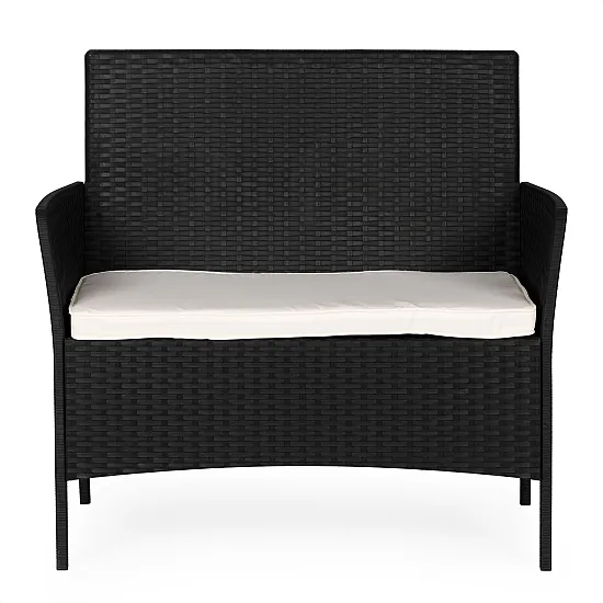 Juoda dvivietė sodo sofa su pagalvėle MultiGarden