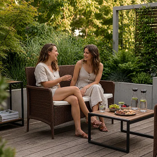 Ruda dvivietė sodo sofa su pagalvėle MultiGarden